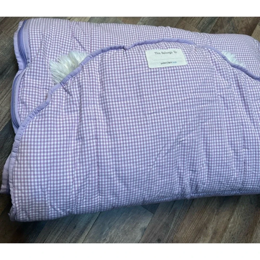 Pottery Barn Kids Shaggy Kitty Sleeping Bag - Purple  71 in x 29 in